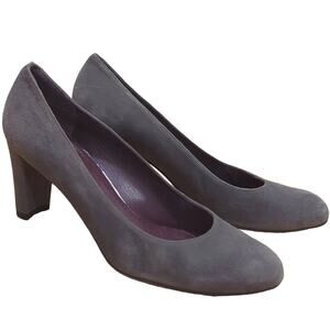 Stuart Weitzman Vida Grey Suede Heels Women's 8.5 Office Mature Formal Pumps